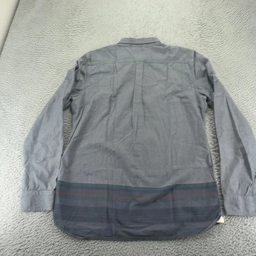 Vans Off The Wall Shirt Mens XL Blue Stripe Long Sleeve Button Up Skate Cotton